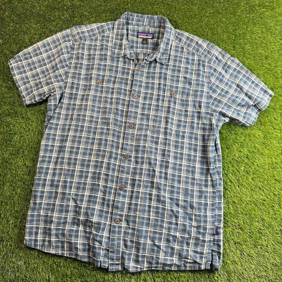 Patagonia Other - Patagonia Hemp Organic Cotton Plaid Button Up Shirt Blue Outdoor Mens Large